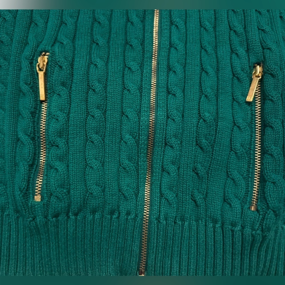 Ralph Lauren | cable knit mock neck full zip cardigan XS - Picture 5 of 11